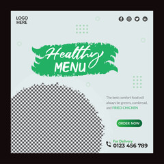 food menu design and restaurant social media banner post template 