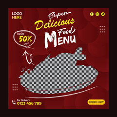 food menu and restaurant social media banner post template