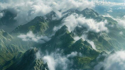 Obraz premium A scenic view of a mountain range with beautiful clouds in the sky. Perfect for nature and landscape projects