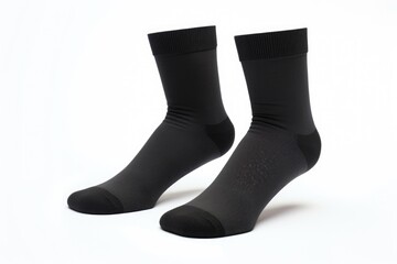 A pair of black socks on a clean white background. Versatile and suitable for various uses