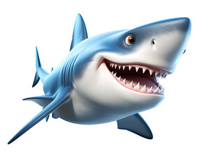 Fototapeta premium Fierce Cartoon Shark, isolated on a transparent or white background