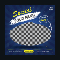 food menu and restaurant social media banner post template