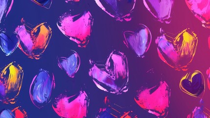 Bright Bold Colors Valentines Day Heart Pop Art Background created with Generative AI Technology