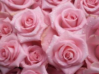 Pink rose petals with water drops