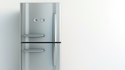 A stainless steel refrigerator freezer sitting against a white wall. Ideal for home or commercial use