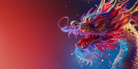 dragon with copy space for happy chinese new year
