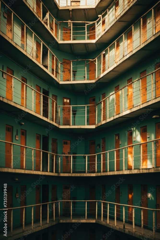 Poster a large building with many windows and balconies. suitable for architectural and real estate concept