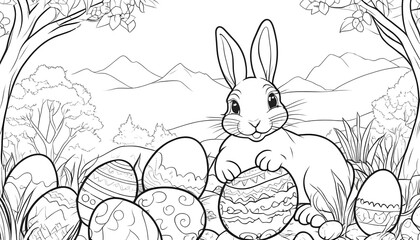 Cute Easter bunny coloring page