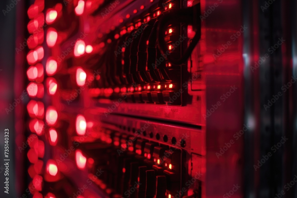 Poster A close-up view of a bunch of red lights. Can be used to add a vibrant and colorful touch to any project