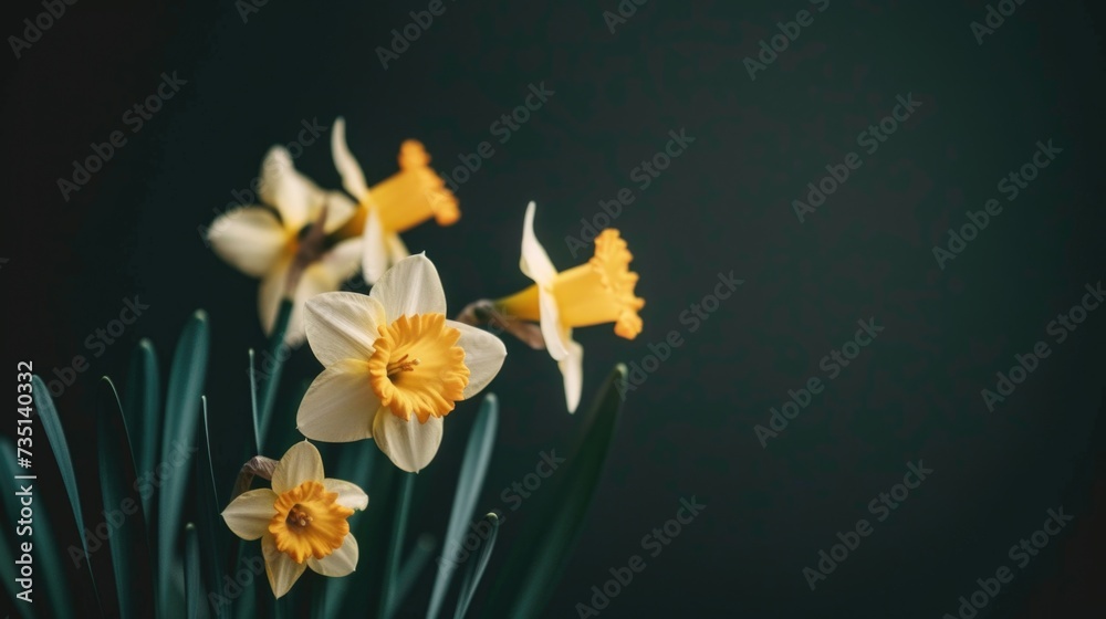 Poster a beautiful arrangement of yellow and white flowers in a vase. perfect for adding a touch of color a
