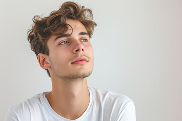 Trendy young man with cool hairstyle. Portrait of young male fashion model. young man looking at camera. High Fashion male model posing.
