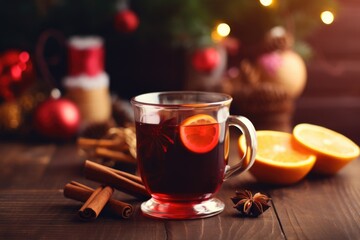 A cup of tea with a slice of orange on the side. Perfect for cozy moments and relaxation