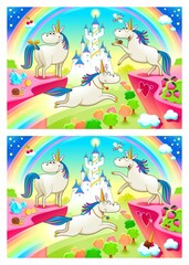 Spot Differences Two Images With Seven Changes Them Vector Cartoon Illustrations
