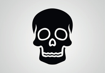 The skull icon. Black silhouette of a human skull. Vector illustration isolated on a white background for design and web.