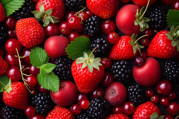 Colorful berry pattern of various fresh berries