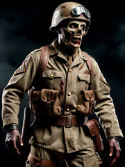 Naklejka premium Zombie Soldier of World War II, Generative IA