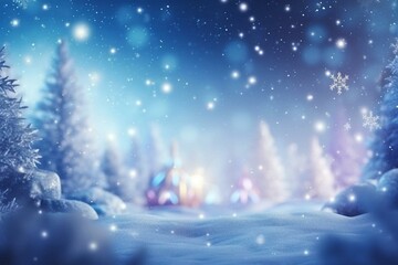 Blurred snowy background with a futuristic touch for winter holidays. Generative AI