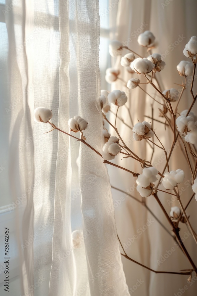 Poster close-up view of a plant with white flowers. suitable for various uses