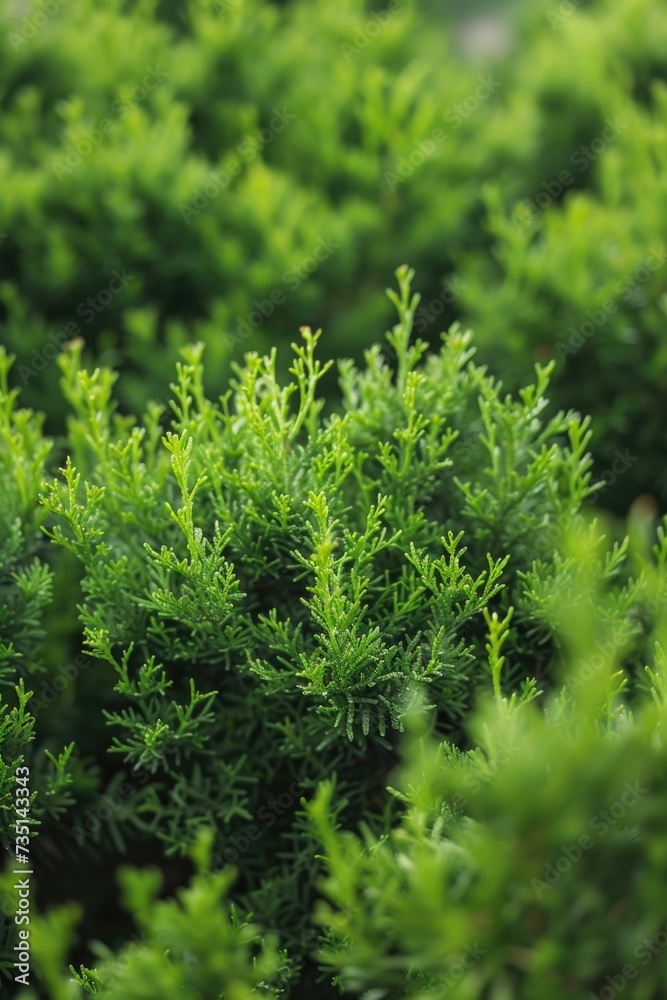 Poster A close-up view of a bush of green plants. This image can be used to depict nature, gardening, or environmental themes