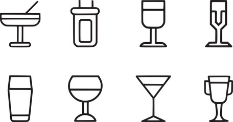 Various Glass Icons set vector collections. 