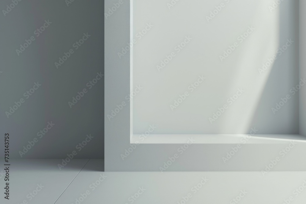 Poster an empty room with a clean, white wall and floor. suitable for various uses