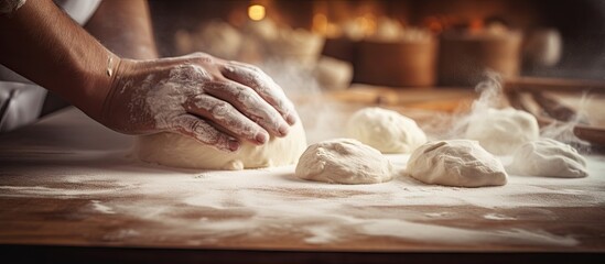 Preparing the dough on a baking sheet Handmade homemade cakes. Creative Banner. Copyspace image - obrazy, fototapety, plakaty