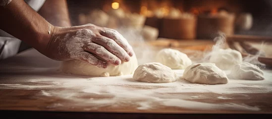 Afwasbaar fotobehang Preparing the dough on a baking sheet Handmade homemade cakes. Creative Banner. Copyspace image © HN Works