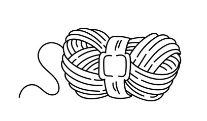 Knitting element linear. Knitting and needlework, handicraft. Sewing thread. Minimalistic creativity and art. Poster or banner. Outline flat vector illustration isolated on white background