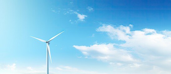 Minimalistic capture of a windmill head against a clear blue sky Embodying modern sustainable energy this image radiates simplicity and eco innovation perfect for clean tech visuals. Creative Banner