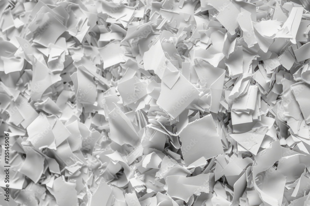 Poster Shredded paper piled on top of a table, suitable for various creative projects