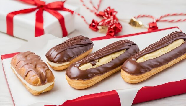 Christmas gifts presents with French eclair