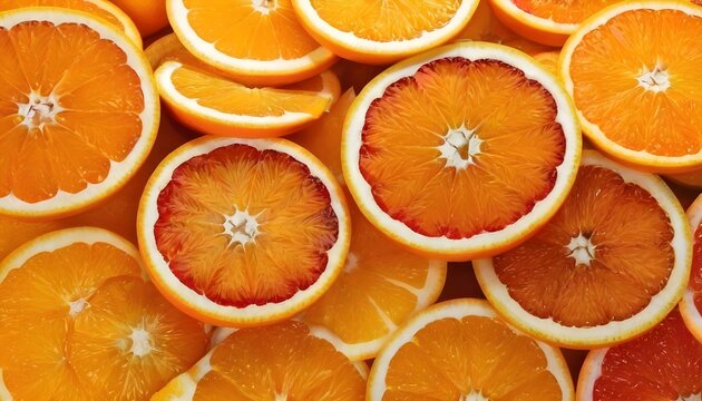 Close up of oranges cut on slices