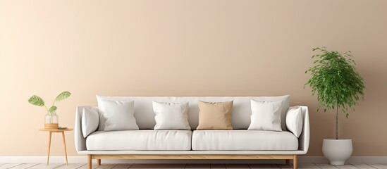 Scandinavian style interior Cozy apartment with modern sofa. Creative Banner. Copyspace image