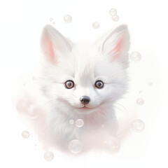 Obraz premium baby white fox face with bubble