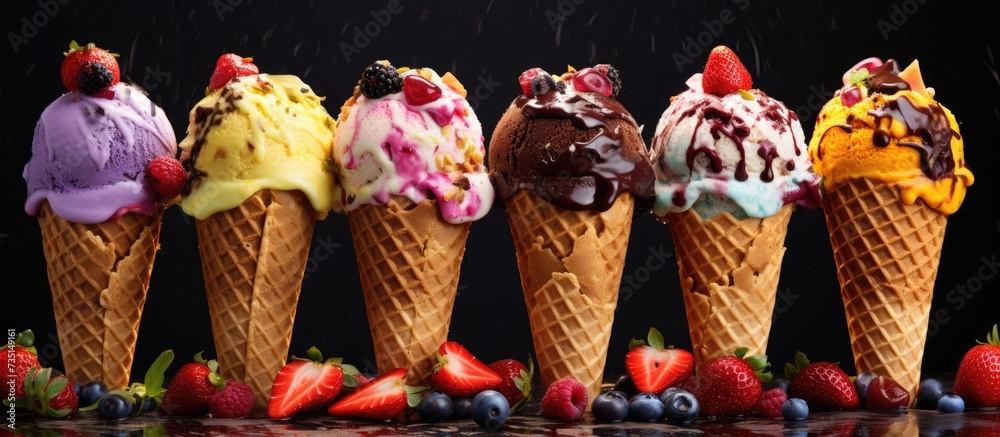 Aufkleber various sweet taco ice creams waffle taco shells with chocolate and vanilla flavour ice cream with d