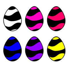Easter colored eggs. Set of Easter eggs. Wavy print