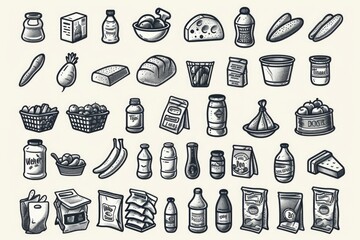 A collection of various food items displayed on a table. Suitable for food-themed designs and culinary projects