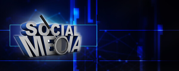 3d rendering Social media with lens

