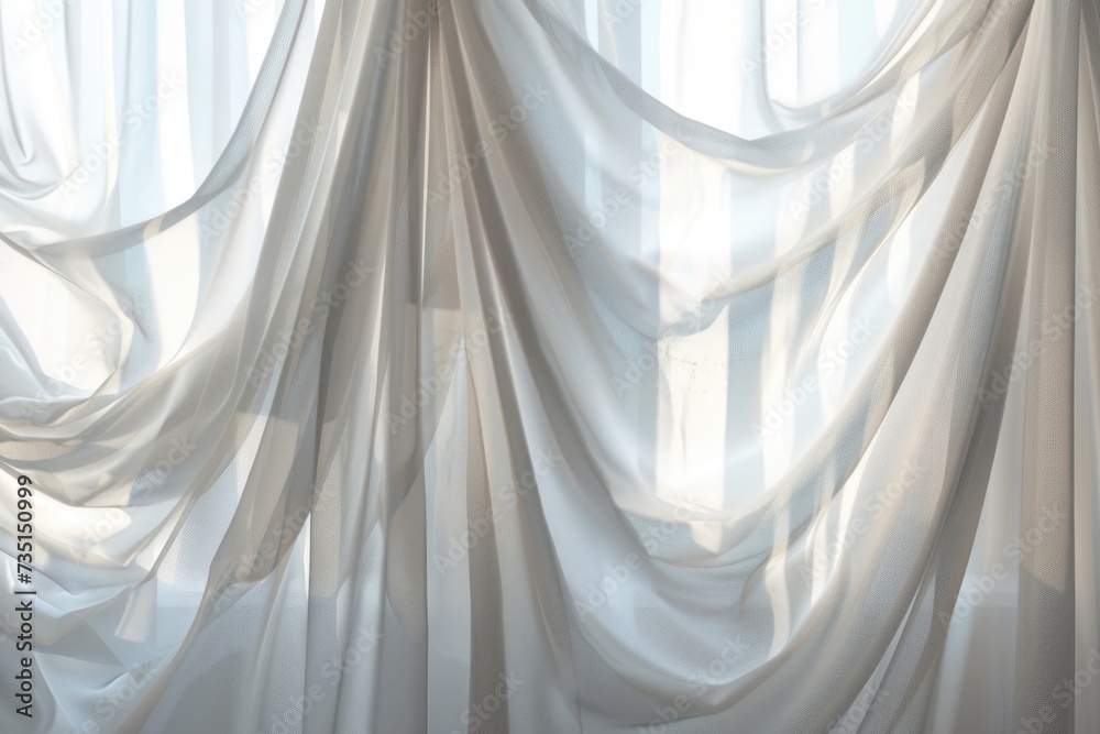 Aufkleber a white curtain is hanging in front of a window. perfect for adding privacy and softening the natura