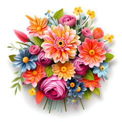  Colorful stylized floral bouquet illustration.