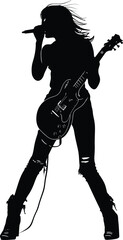 Silhouette lady rocker in perform black color only full body
