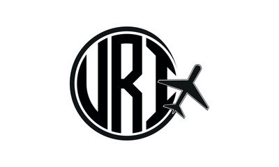 URI three initial letter circle tour & travel agency logo design vector template. hajj Umrah agency, abstract, wordmark, business, monogram, minimalist, brand, company, flat, tourism agency, tourist - obrazy, fototapety, plakaty