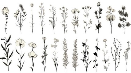 A collection of different types of flowers displayed on a clean white background. Perfect for adding a pop of color to any project