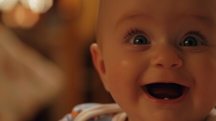 Adorable Baby's Toothless Grin Close-Up Shot AI Generated.