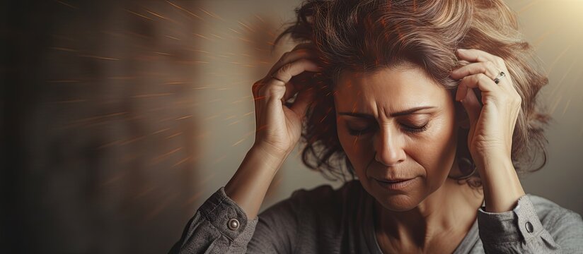 Menopause woman stressful patient consulting with doctor or psychiatrist who diagnostic examining on obstetric gynaecological female illness or mental health in medical clinic or hospital