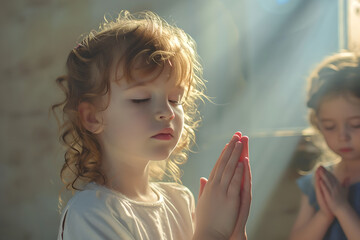 kids girls praying to God at home
