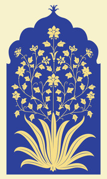 recommend clip art: Seamless floral wall pattern of the Mughal era