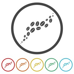 Coffee bean icon. Set icons in color circle buttons