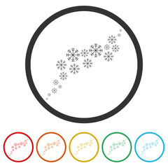 Snowflakes icon Template. Set icons in color circle buttons