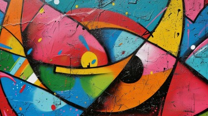 Beautiful street art graffiti. Abstract creative drawing fashion colors on the walls of the city